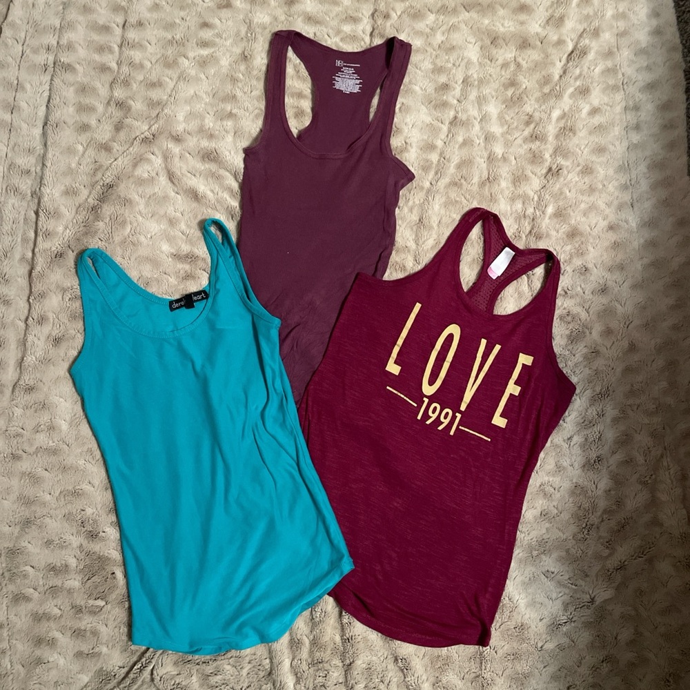 3 pack- Women's Sleeveless Tops - Burgundy and Teal